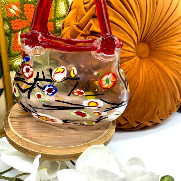 Vintage Handbag  Blown Glass Vase - Picture 3 of 6